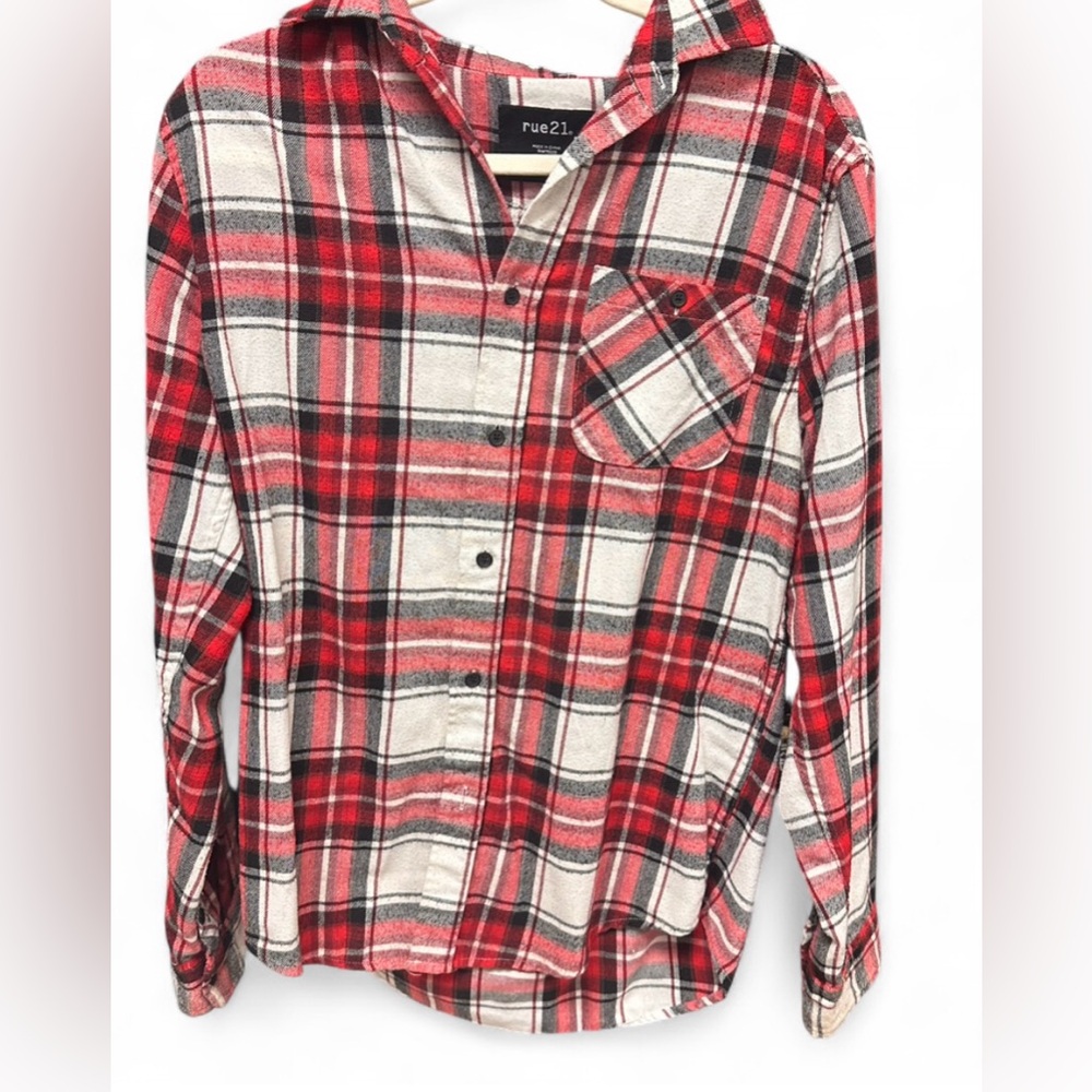 Rue21 Red and Black Plaid Shirt
